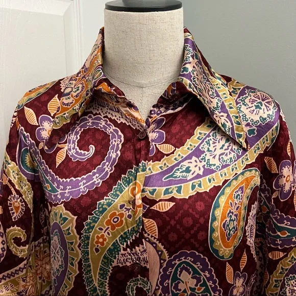 Jack Winter Funky Disco Paisley Vintage Shirt Size M - Picture 2 of 14